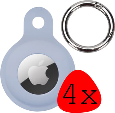 Hoesje Geschikt voor Apple AirTag Hoesje Case Hoesje Geschikt voor Apple AirTag Sleutelhanger Siliconen Hoes - Grijsblauw - 4 Stuks