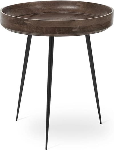 Mater Bowl table M - sirka grey stained mango wood - steel legs D46cm / H52cm