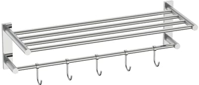 DutchLine - Handdoekrek met haken - 60cm – Chroom