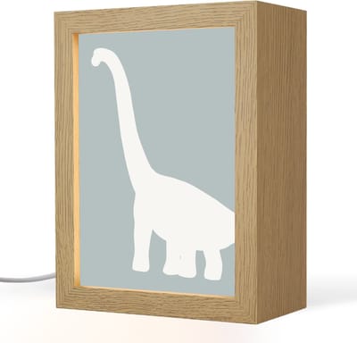 Nachtlampje 15x20 cm - Kinder lampje - Dino - Brachiosaurus - Dinosaurus - Blauw - Tafellamp kinderkamer - Slaapkamer lamp - Bedlamp kinderen - Kinderlampje stopcontact - Wandlamp babykamer - Nachtlampjes