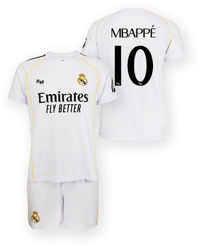 Mbappe Real Madrid Voetbaltenue thuis - 2025-2026 - Voetbal Tenue Kinderen - Shirt en Broekje - Jongens en Meisjes -- Maat 128