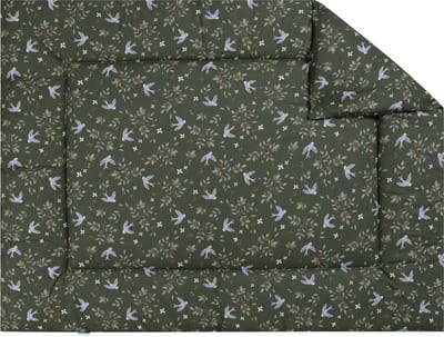 BINK Bedding Boxkleed Merel 80 x 100 cm - vulling fiberfill 400 grams - speelkleed - parklegger - katoen - vogels - bloemen - takjes - groen - lila - tweezijdig - meisje