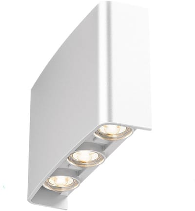 LED Wandlamp - Brinton Victo - Up & Down - 6W 480lm - Aanpasbare Lichtkleur 3000K-4000K-6500K - Voor Buiten en Binnen - Waterdicht IP65 - Rechthoek - Wit