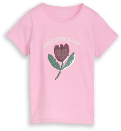 Tom Tailor - T-shirt met omkeerbare pailletten - Maat 92/98 - lovely pink