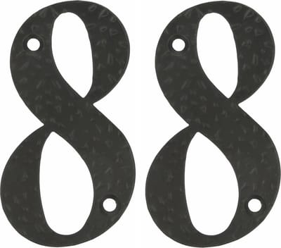 AMIG Huisnummer 88 - massief gesmeed staal - 10cm - incl. bijpassende schroeven - zwart