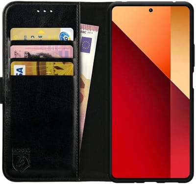 Rosso Element Geschikt voor Xiaomi Redmi Note 13 Pro 4G / Poco M6 Pro 4G | Wallet Book Case | Portemonnee Hoesje | 3 Pasjes | Magneetsluiting | Stand Functie | Zwart
