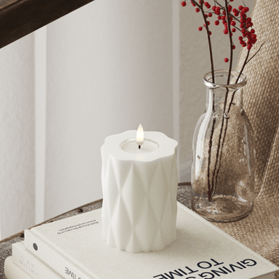 Deluxe Homeart Led Kaars Harlequin Wit 7,5 x 10 cm