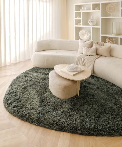 Organisch vloerkleed shaggy - Sveve Pebble mosgroen 150x210