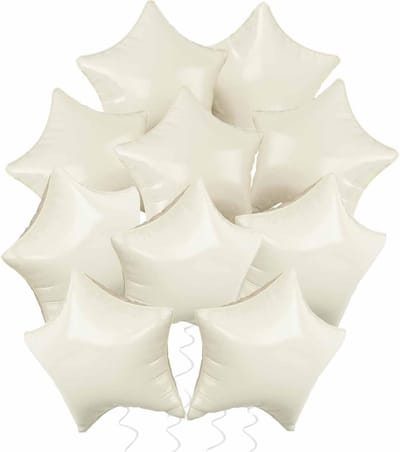Verjaardagsballonnen in Stervorm, 10 Stuks, 18 Inch Beige Helium Ballonnen voor Babyshower, Bruiloft en Verloving