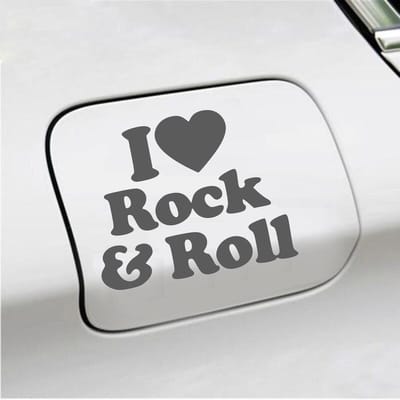 Bumpersticker - I Love Rock & Roll - 10,3 X 12,6 - Antraciet