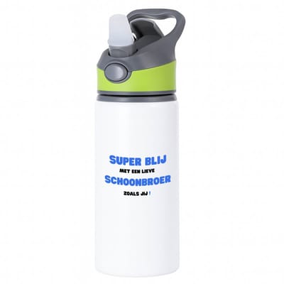 Hacebo® - super blij met een lieve schoonbroer zoals jij waterfles met rietje groen - Broer - de liefste schoonbroer - verjaardag - cadeautje voor broer - broer artikelen - kado - geschenk - water fles - 650ML