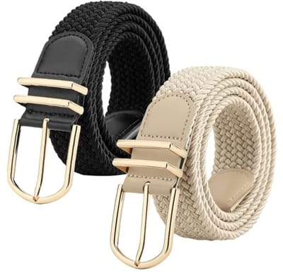 Elastische Gevlochten Riem voor Dames en Heren - Set van 2, Stretchriem voor Jeans en Broeken