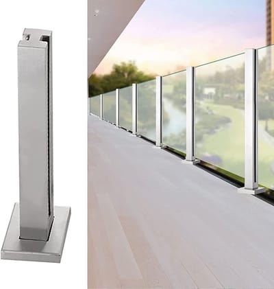 Glazen Balustrade Paal - RVS Hekpaal - Balkon Afschermen - Eenvoudige Montage - 85 cm Hoog - Zilverkleurig