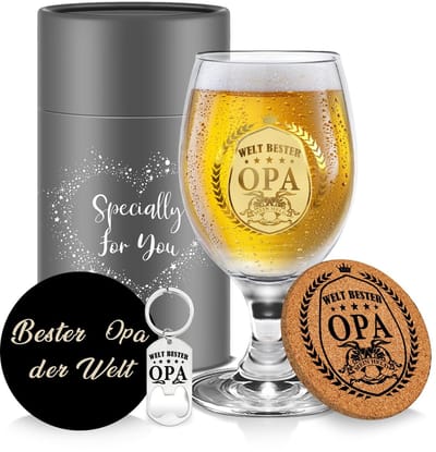Dailygoods- Bierglas 400 ml - Gepersonaliseerd Cadeau - Cadeau voor Opa - Vaatwasmachinebestendig - Luxe Cadeaubox - Hoogwaardig Glasmateriaal - Bierkrug