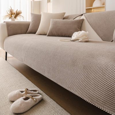 Moderne ribfluwelen bankhoes Antislip Crème Serie Bankhoezen Herfst Winter Verdikking Bankhoes Effen Kleur Geweven Bankkussen 70x90cm 1pcs