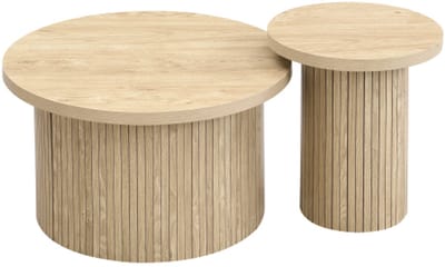 Salontafel 66X66X40 Cm Dubbele Ronde Tafel Woonkamertafel Natuur MDF Multifunctioneel Geschikt Voor Woonkamer En Zithoek