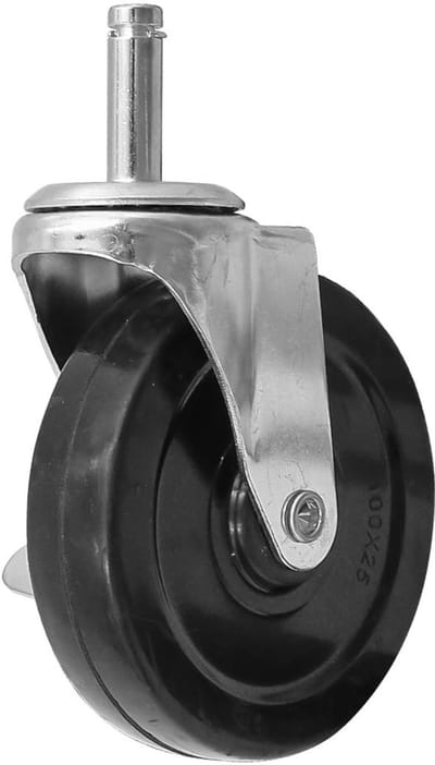 Dailygoods- Poortwiel 100mm - Zwart Metalen Spoorwiel - Zwenkwiel voor Houten Poorten - Zwaar Uitgevoerd Veerpoortwiel - Laadvermogen 125 kg - 360° Draaibaar - Deurenwiel