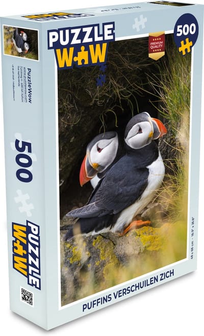Puzzel Puffins verschuilen zich - Legpuzzel - Puzzel 500 stukjes