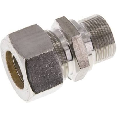 M26x1.5 Buitendraad x 22L RVS Rechte Knelfitting 160 Bar DIN 2353 - FL2S-MO-ST-M26-22-L
