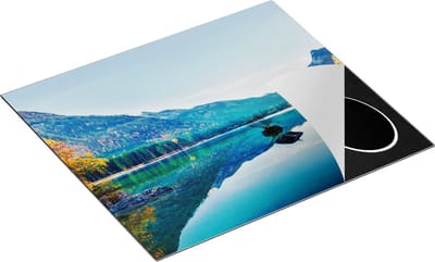 Chefcare Inductie Beschermer Meer met Herfstbomen - 60x50 cm - Afdekplaat Inductie - Kookplaat Beschermer - Inductie Mat