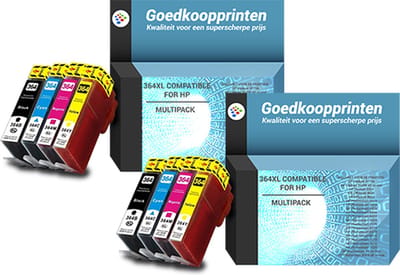 Huismerk HP 364XL inkt cartridges 2 x 4 Kleuren Multipack (168 ml)