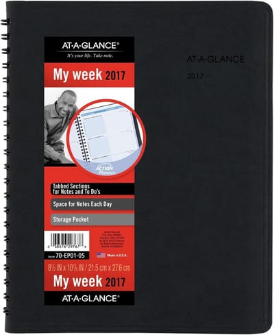 Afsprakenboek Planner - Dagelijkse Planning - Agenda Beheer - Drie Actieplanner Secties - 8-1/2 x 10-7/8 Inch - Zwart