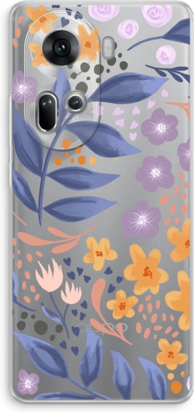 Case Company® - Hoesje geschikt voor Oppo Reno 11 hoesje - Flowers with blue leaves - Soft Cover Telefoonhoesje - Bescherming aan alle Kanten en Schermrand