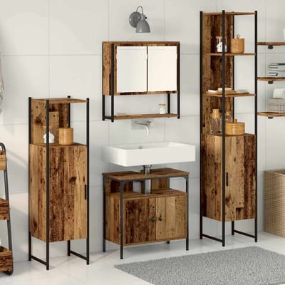 vidaXL - Badkamermeubel - Set - 4 - st - Oud - Hout - 33 - x - 33 - x - 185,5 - cm