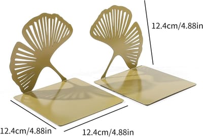 Boekensteunen - Book holder - Boekensteun van metaal met ginkgo bladmotief - boekenplank met plantenverf --Sterk Metaal- Grote decoratieve boekensteun met ginkgobladmotief voor boekenplanken thuis en op kantoor