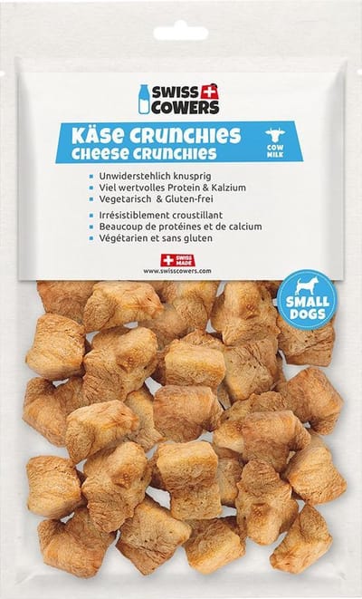 SwissCowers® Käse Crunchies Small - 100 gram - Hondensnacks - Kaas Snack - Hypoallergeen - Lactosevrij - Glutenvrij - Met Probiotica - Kaas Crunchies