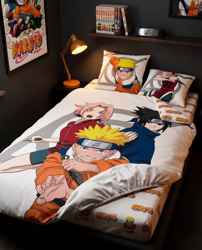 Naruto Beddenset 3 Stuks – Overtrek 140x200 Polykatoen + Kussensloop 65x65 + Hoeslaken 90x200 Katoen