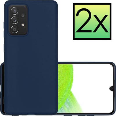 Hoesje - 2 Stuks - Geschikt voor Samsung Galaxy A33 - Sterk & Shockproof - Case Siliconen - Back Cover - Telefoon Hoes - Donkerblauw