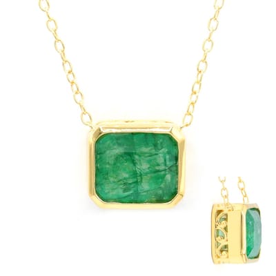 Cavill - Zilveren halsketting verguld - 925 Sterling zilver - Put D8 achthoekige Smaragd 4,725 ct Zambia - Elegant en tijdloos