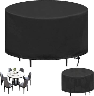 Daity Ronde tuinmeubelhoes - 120 cm diameter en 75 cm breedte - gemaakt van 420D polyester - waterbestendig - winddicht en UV-bestendig - geschikt voor tafels en stoelen.