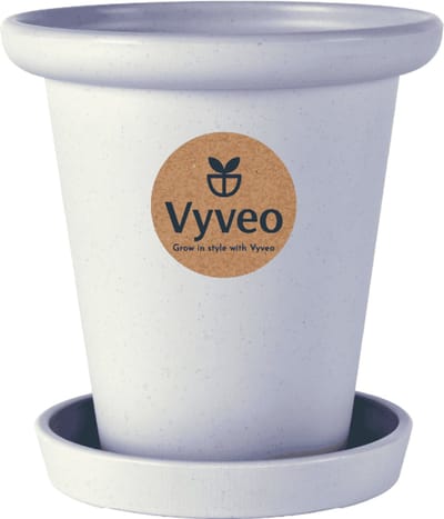 Vyveo - Bloempot Skara met onderzetter - 13x13 - Lichtgrijs - Bloempot voor binnen en buiten - Lichtgewicht - Breukbestendig - Vorstbestendig - UV-bestendig