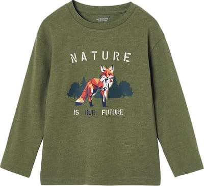 Vertbaudet Jongens-T-shirt met vossenmotief en lange mouwen