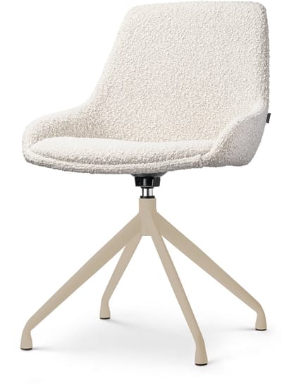 Nolon Nola-Isa Draaibare Eetkamerstoel Bouclé Beige - Beige Onderstel - Comfortabel - Japandi - Stoffen