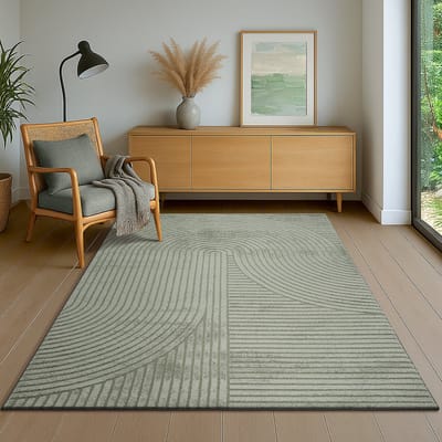 the carpet Everest - modern kortpolig vloerkleed met Panglao-design, hoog-laag 3D-effect, hoge pooldichtheid, zacht en comfortabel – voor woonkamer of slaapkamer, groen, 80 x 150 cm