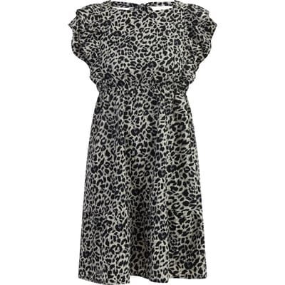 Faina Midi-jurk met luipaardprint Dames Grijze Leeuw