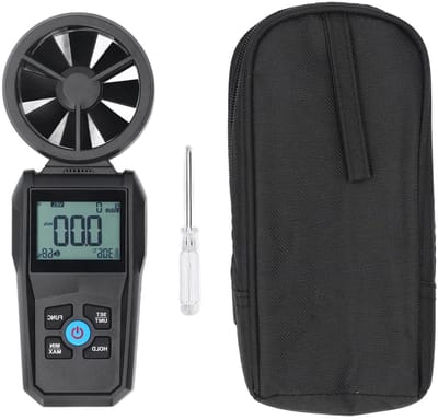 Digitale Windmeter - Snelheidsmeter Lucht - Luchtstromen Meten - 180 Graden Ventilator - 215 mm - Zwart