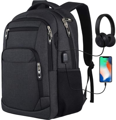 REDOM Rugzak Backpack 20 inch Rugzak - Grote Capaciteit - Laptop Rugzak - School Rugzak - Reis Rugzak - Ruime Opbergruimte - Meerdere Vakken - Lichtgewicht - Duurzaam Materiaal - Zwart