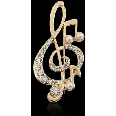 Broche Vrouwen Elegante Muzieknoot Simulatie Parel Bedel Sieraden goud