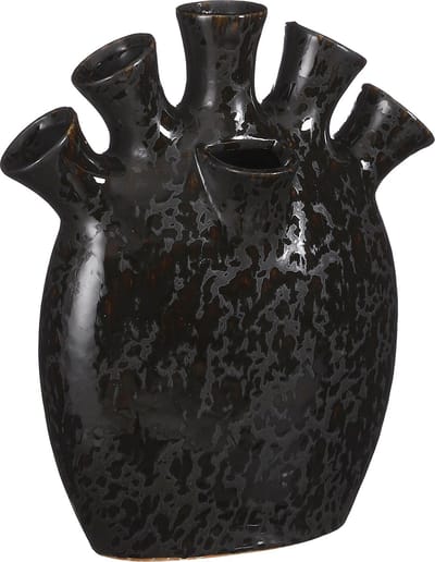Mica Decorations Tulpenvaas - Saul - zwart - keramiek - 26 x 14 x 30,5 cm - vaas