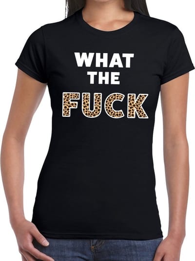 What the Fuck tijger print tekst t-shirt zwart dames - dames shirt What the Fuck tijger print XS