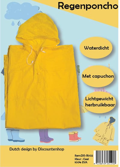 Regenponcho unisex waterdicht een maat 1 stuks in de verpakking Geel - Regenponcho dames - regenponcho heren Volwassenen