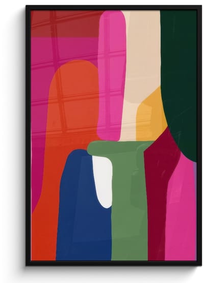 Poster in lijst - Fotolijst 80x120 cm - Posters - Kleurvakken - Recht - Rond - Abstract - Posterlijst zwart - Decoratie - Wanddecoratie woonkamer - Muurdecoratie slaapkamer