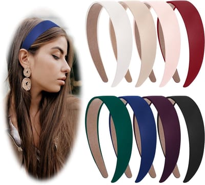 Brede Satijnen Haarbanden - Non-Slip Haaraccessoires voor DIY, Feestdagen en Kerst - 8 Stuks