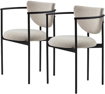 BLACKCOLORS Lunar eetkamerstoel met armleuningen – Eetkamerstoel met zwart metalen frame, kaki, set van 2 (54 x 47 x 76 cm) Ergonomisch comfort en moderne stijl