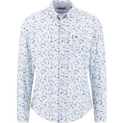 Fynch-Hatton Overhemd Superfine Premium Cotton Flower Pattern Button-Down Horizon / male