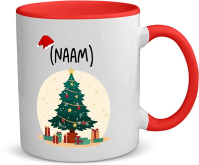 Akyol - kerst kerstboom met eigen naam koffiemok - theemok - rood - Kerstmis - kerst beker - winter - kerst - christmas - kerst cadeau - 350 ML inhoud